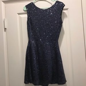 Dark blue sequin dress